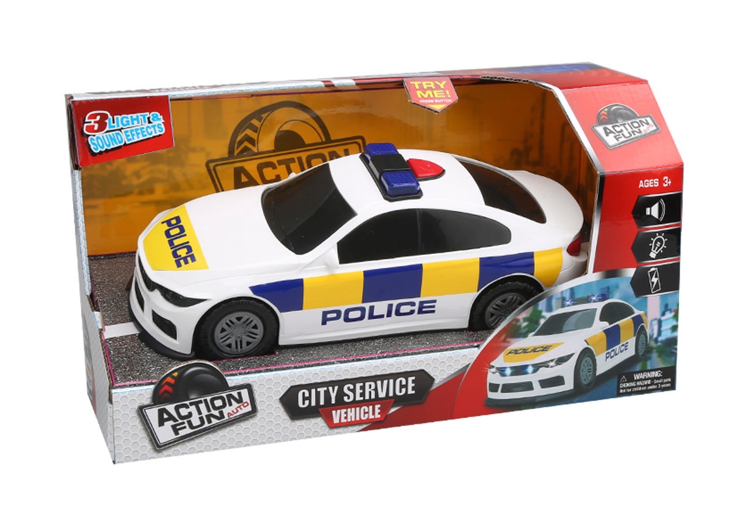 Action Sjov politibil med friktionsmotor