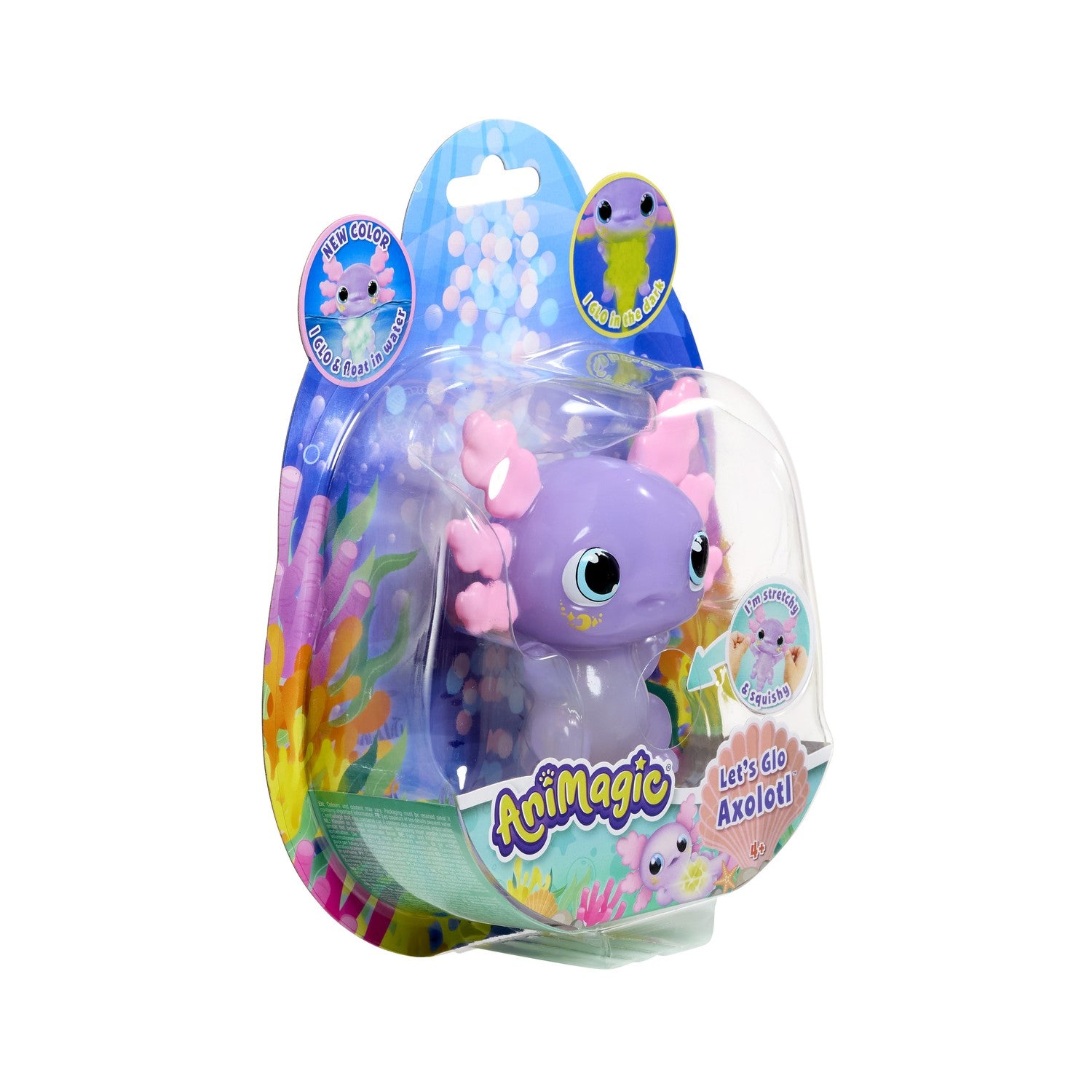 Axolotl-leksak med taktila pärlor som lyser i mörkret