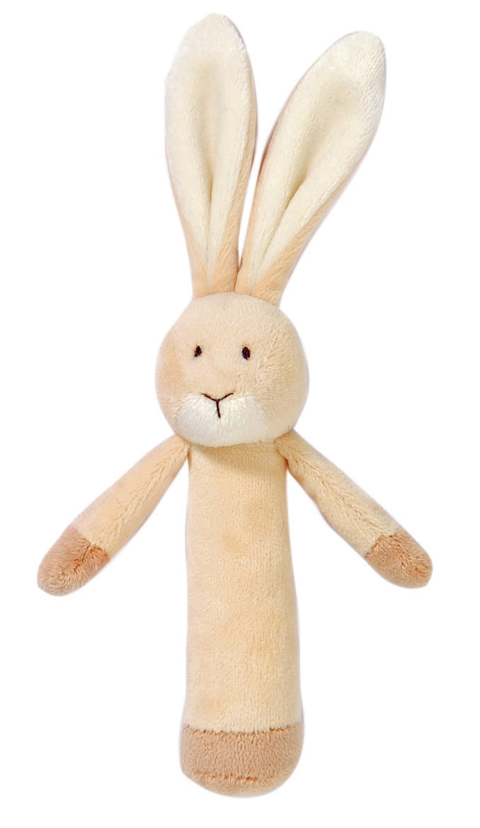 Babys första mjuka kaninskallra, beige, 15 cm