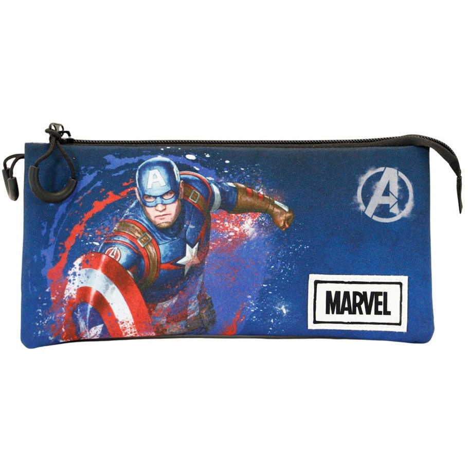 Captain America Triple pennfodral för skolmaterial