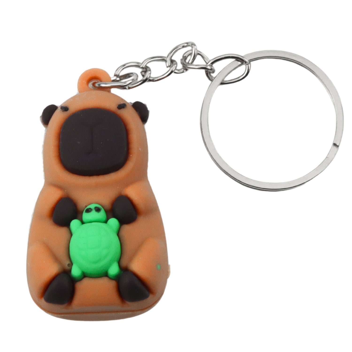 Capybara nyckelring med sköldpadda och kamera i badkar