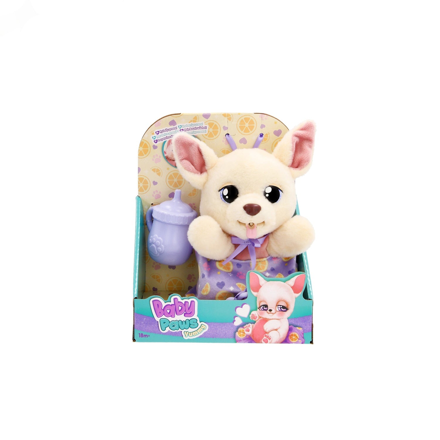 Chihuahua plyschleksak med filt och flaska, 18 cm