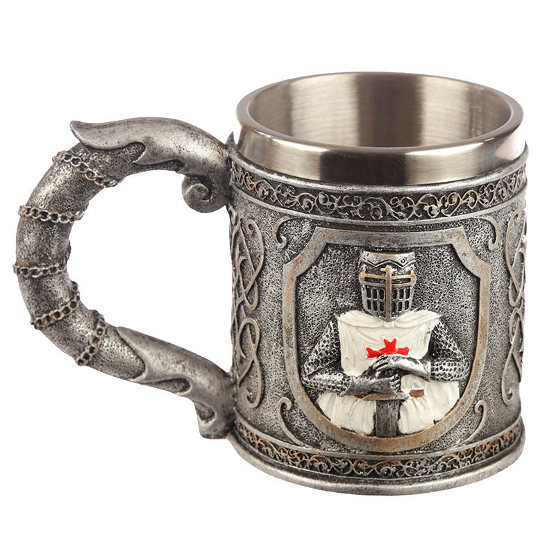 Crusader Knight Tankard - Rostfritt stål, 16 oz Kapacitet