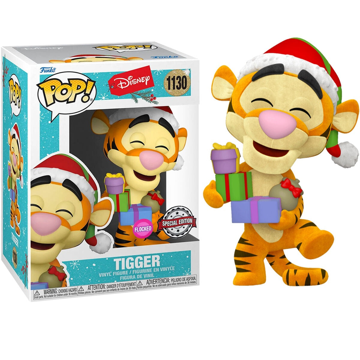 Disney Holiday Tigger Flocked Plyschleksak, Exklusiv Edition