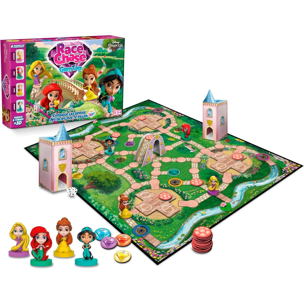 Disney Princess Race Chase Brädspel för barn, 2-4 spelare