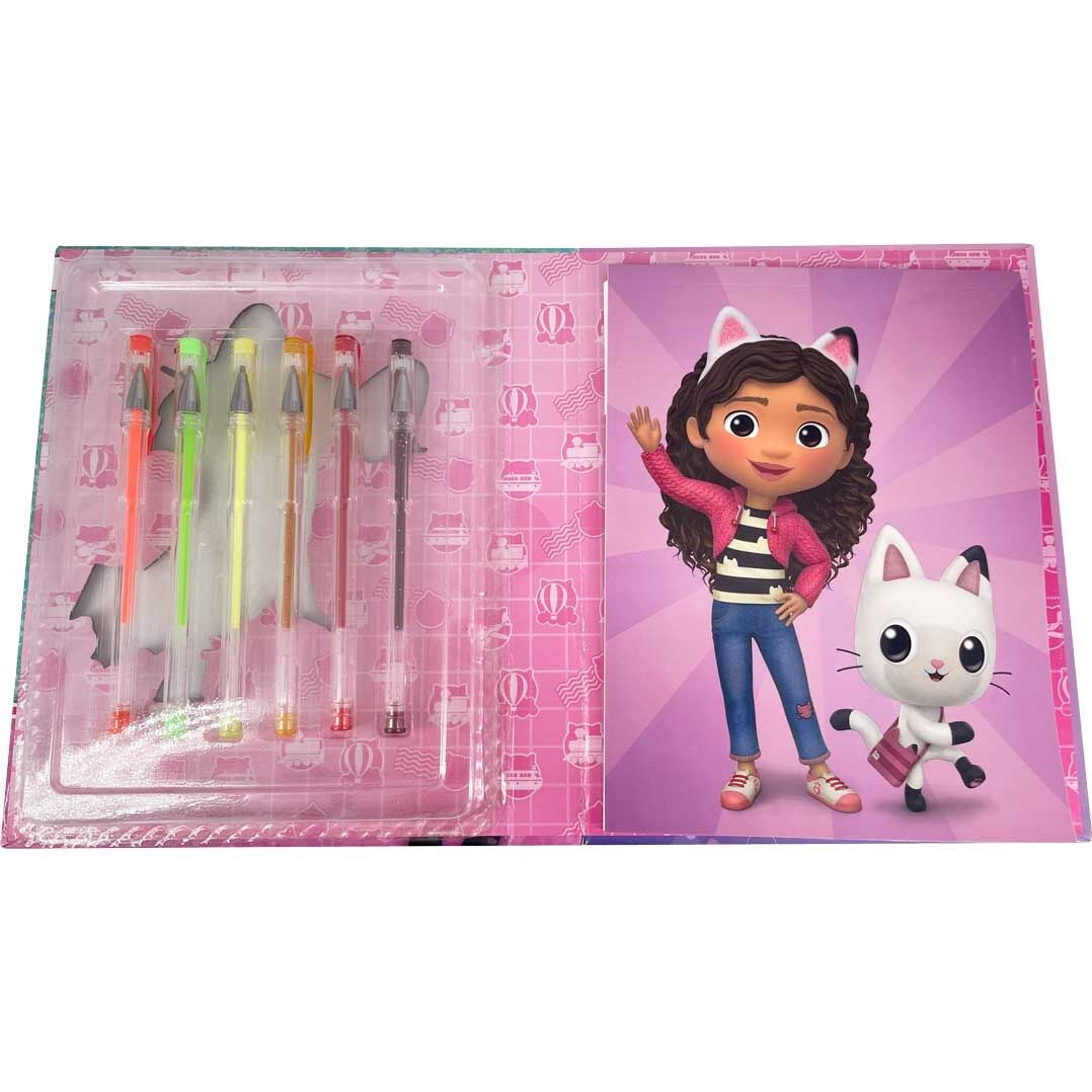 Gabby's Dollhouse Notebook med 6 Gel Pens Set
