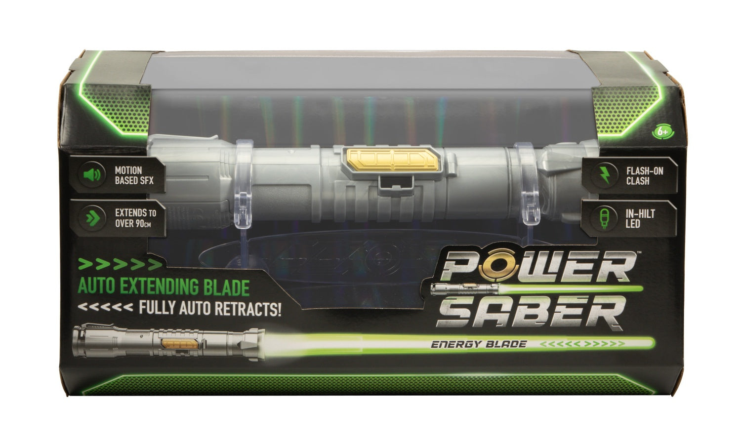 Grönt ljussabel med ljud- och ljuseffekter