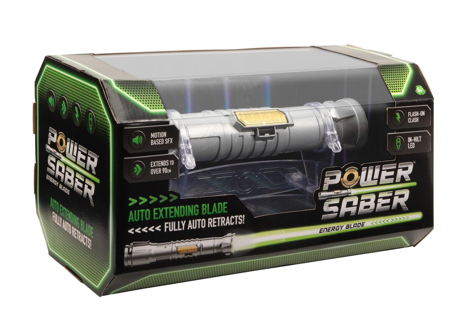 Grönt ljussabel med ljud- och ljuseffekter