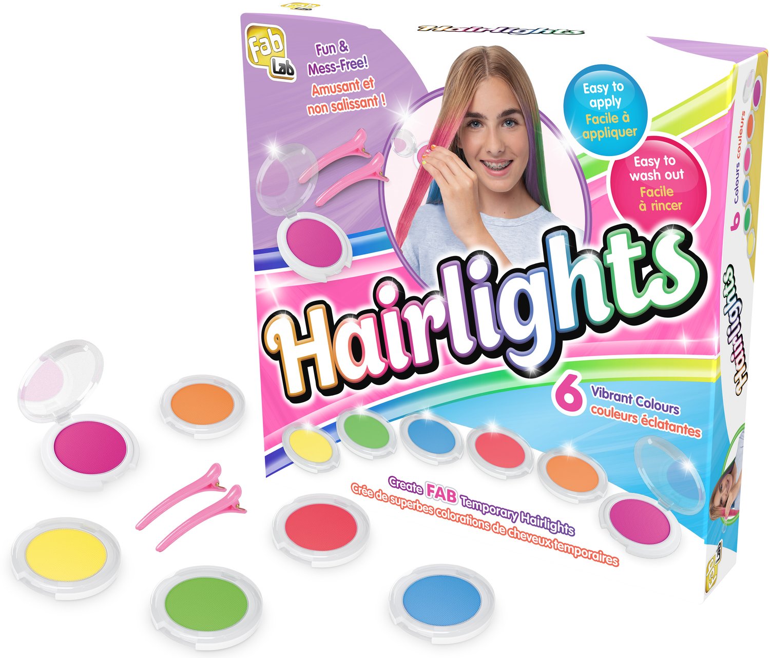 Hårfärgningsset för barn, 6 tvättbara färger