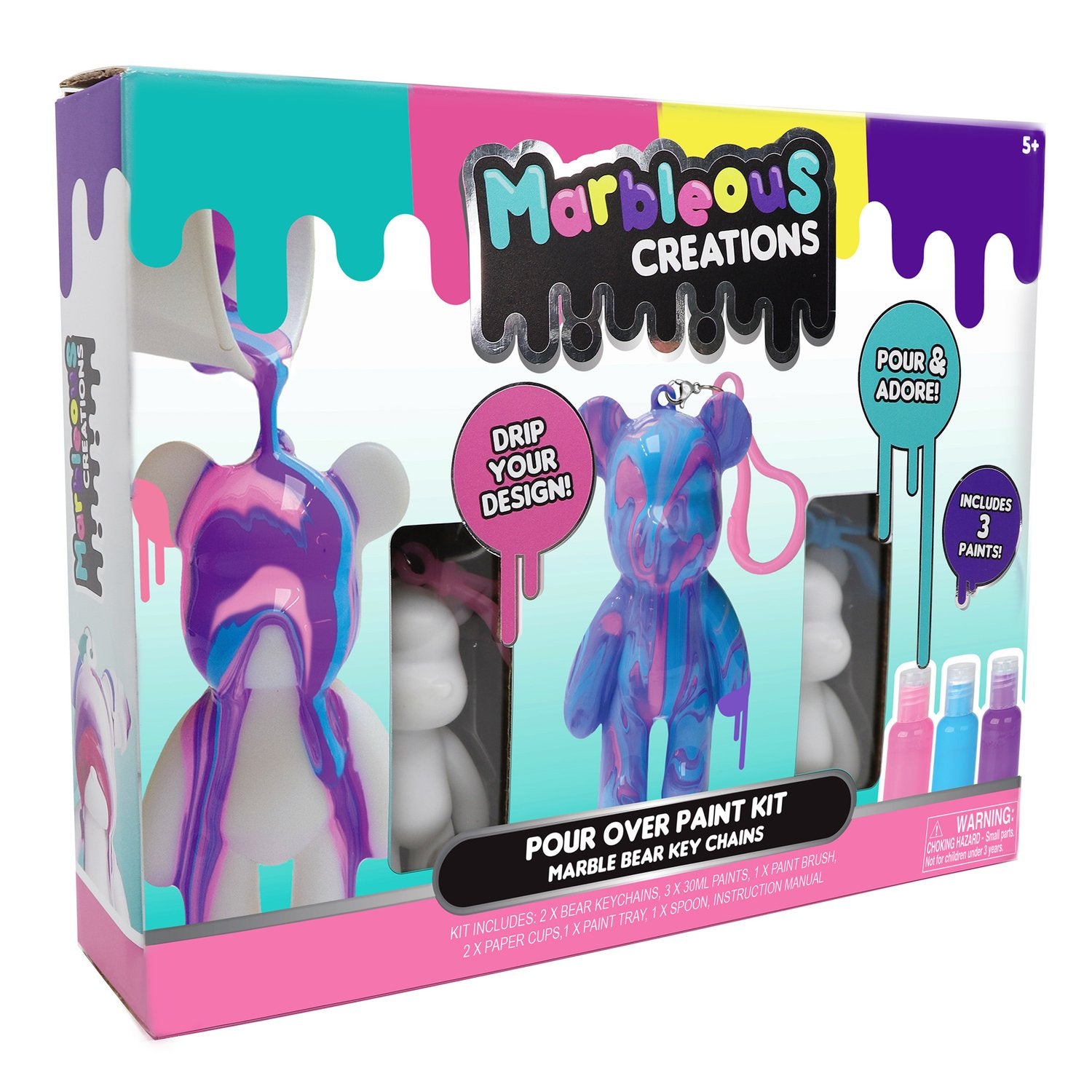 Marmorbjörn Nyckelringssats med Färger och Tillbehör