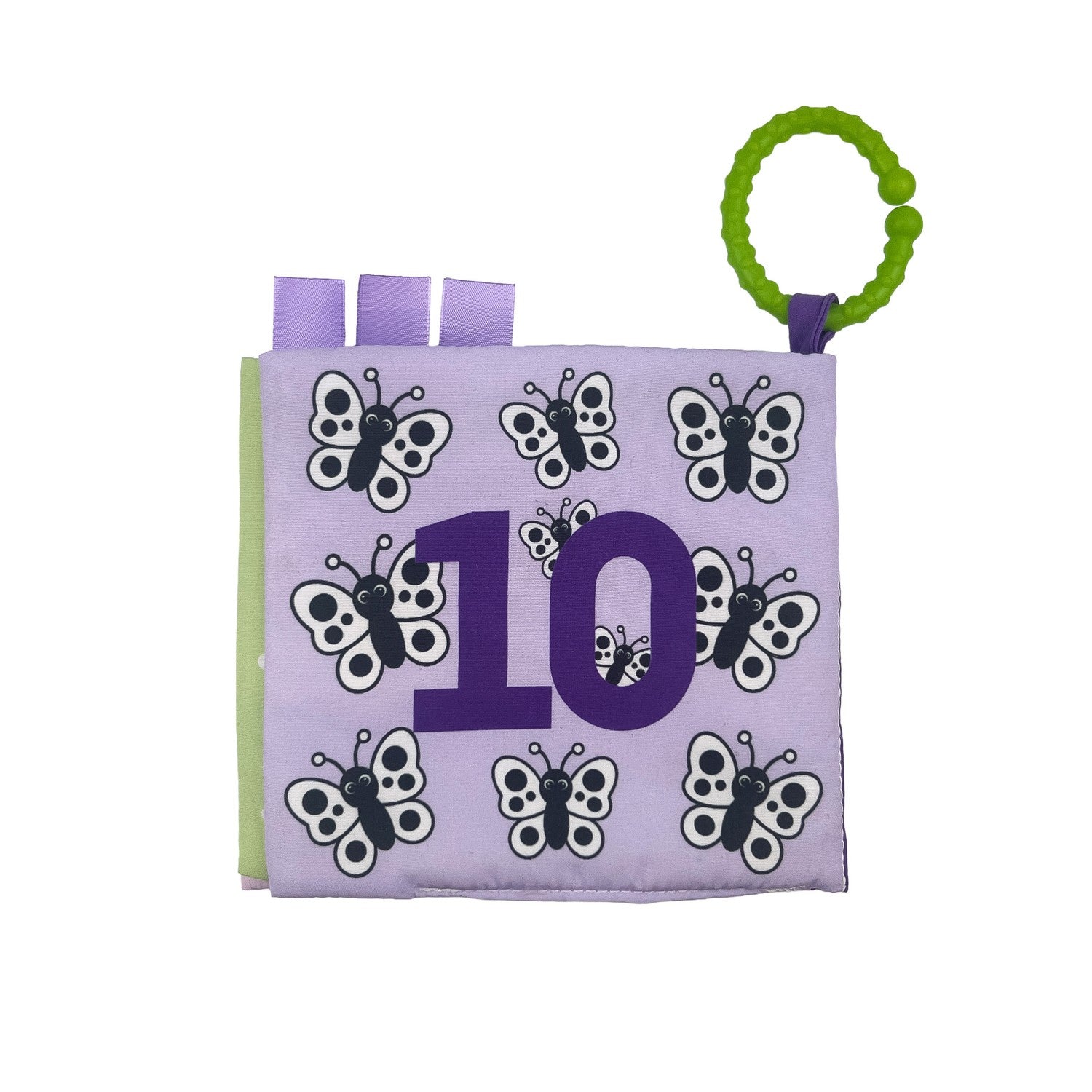 Mjuk babybok med ljusa färger och djurbilder