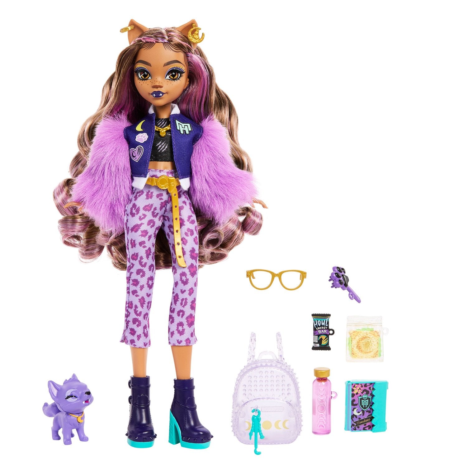 Monster High Clawdeen-docka med husdjur och tillbehör