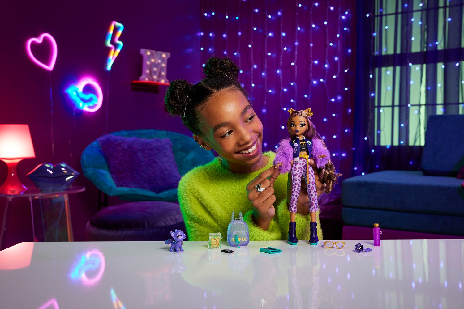 Monster High Clawdeen-docka med husdjur och tillbehör