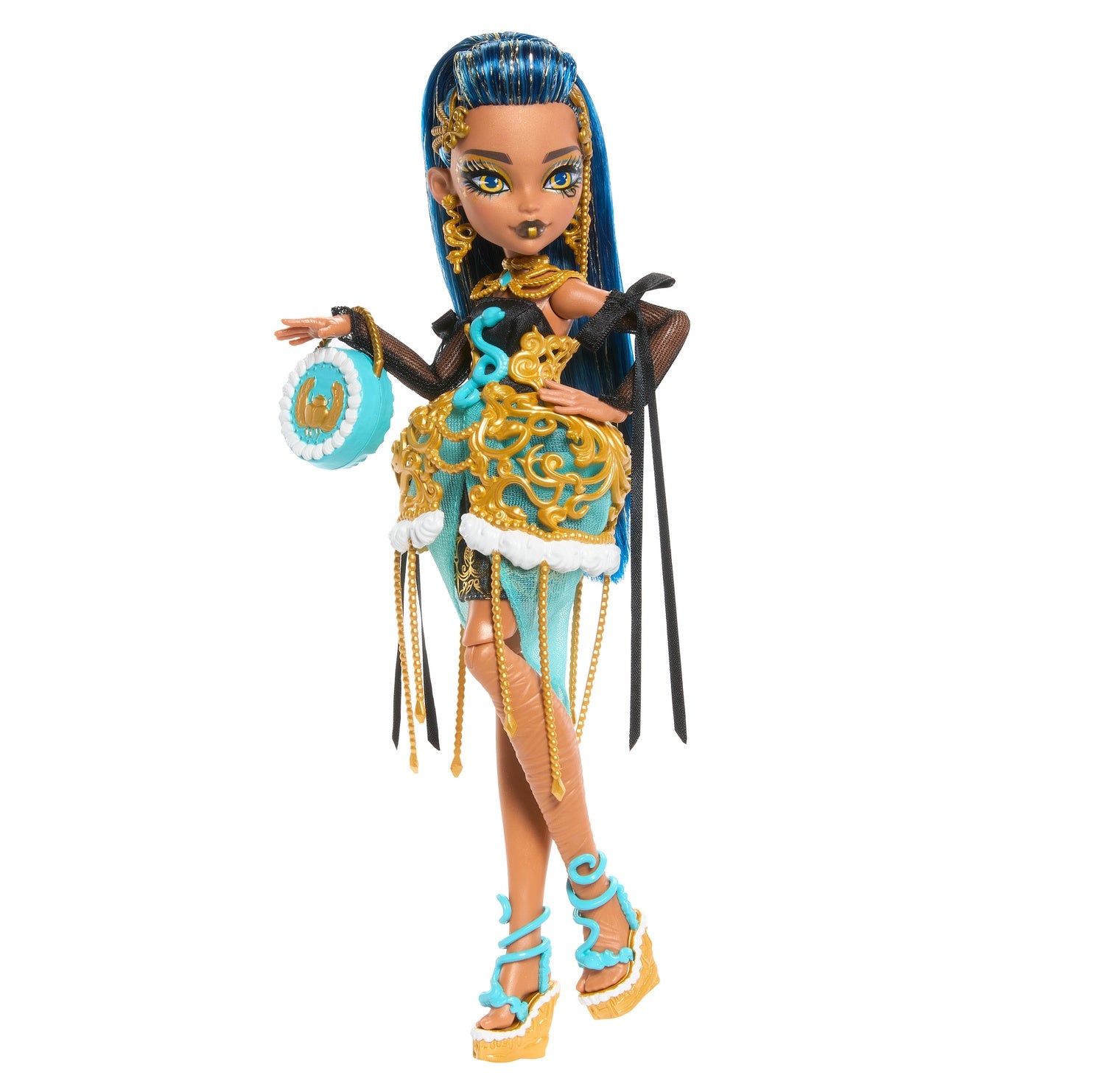 Monster High Cleo de Nile-docka med festklänning och accessoarer
