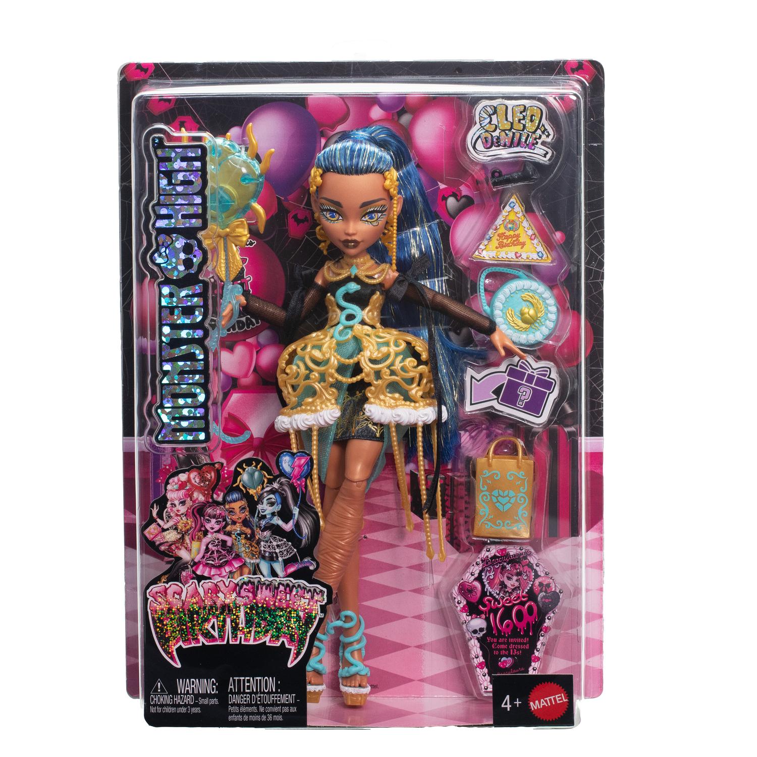 Monster High Cleo de Nile-docka med festklänning och accessoarer