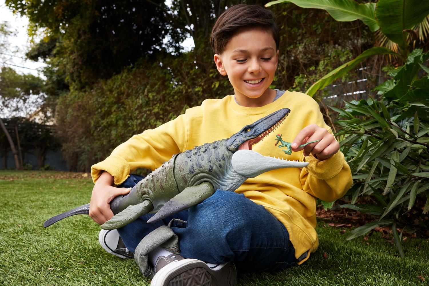 Mosasaurus dinosaurieleksak, rörliga käkar, 45 cm
