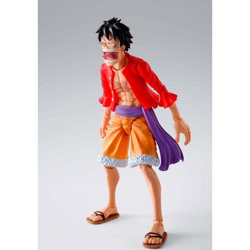 One Piece Monkey D. Luffy SH Figuarts figur, 14,5 cm lång