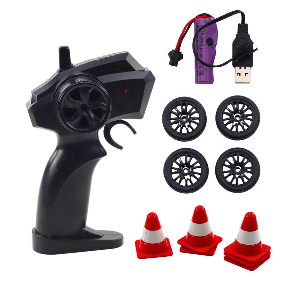 RC Drift Car, Fjärrkontroll, 4WD, Gul, Utbytbara hjul