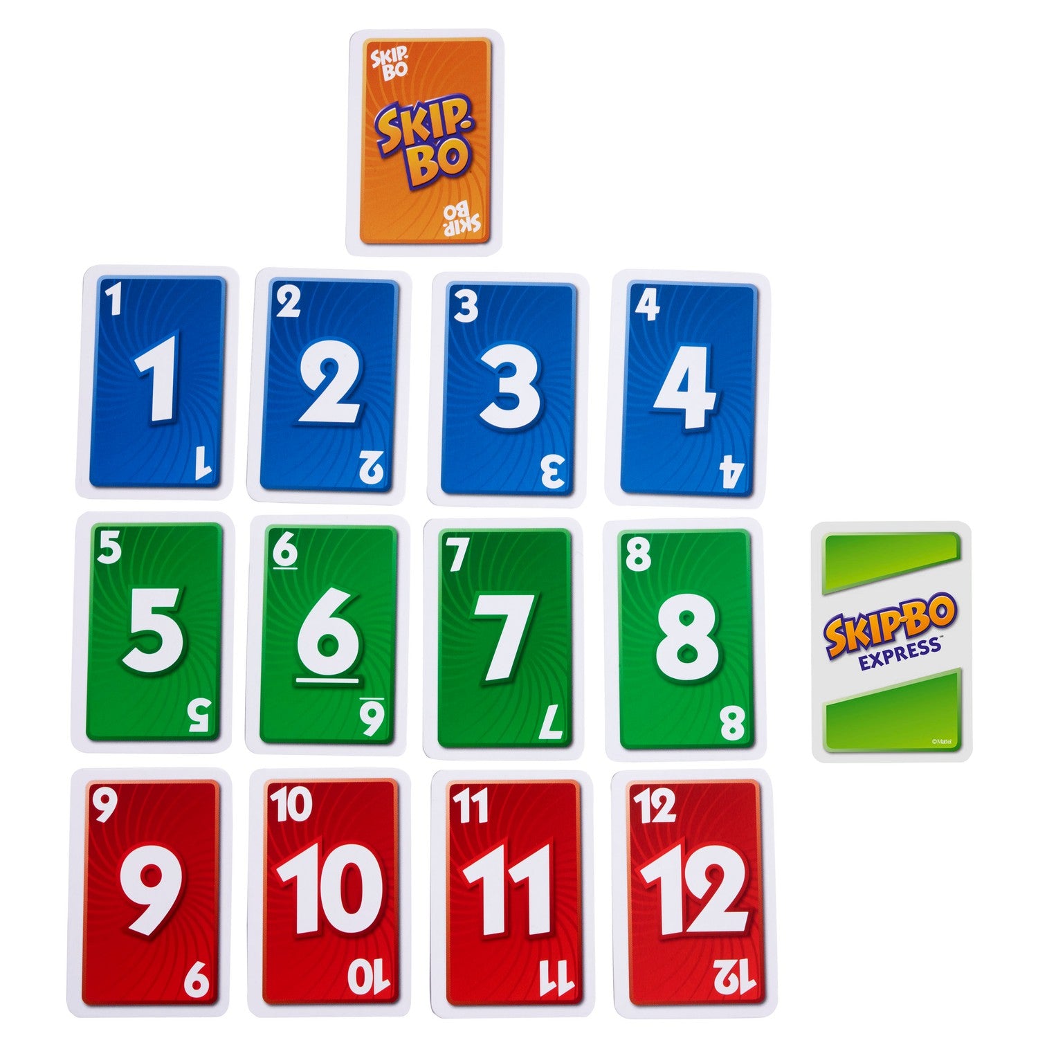 Skip-Bo Express kortspel, snabbt tempo, 2 spelare, 7+ år