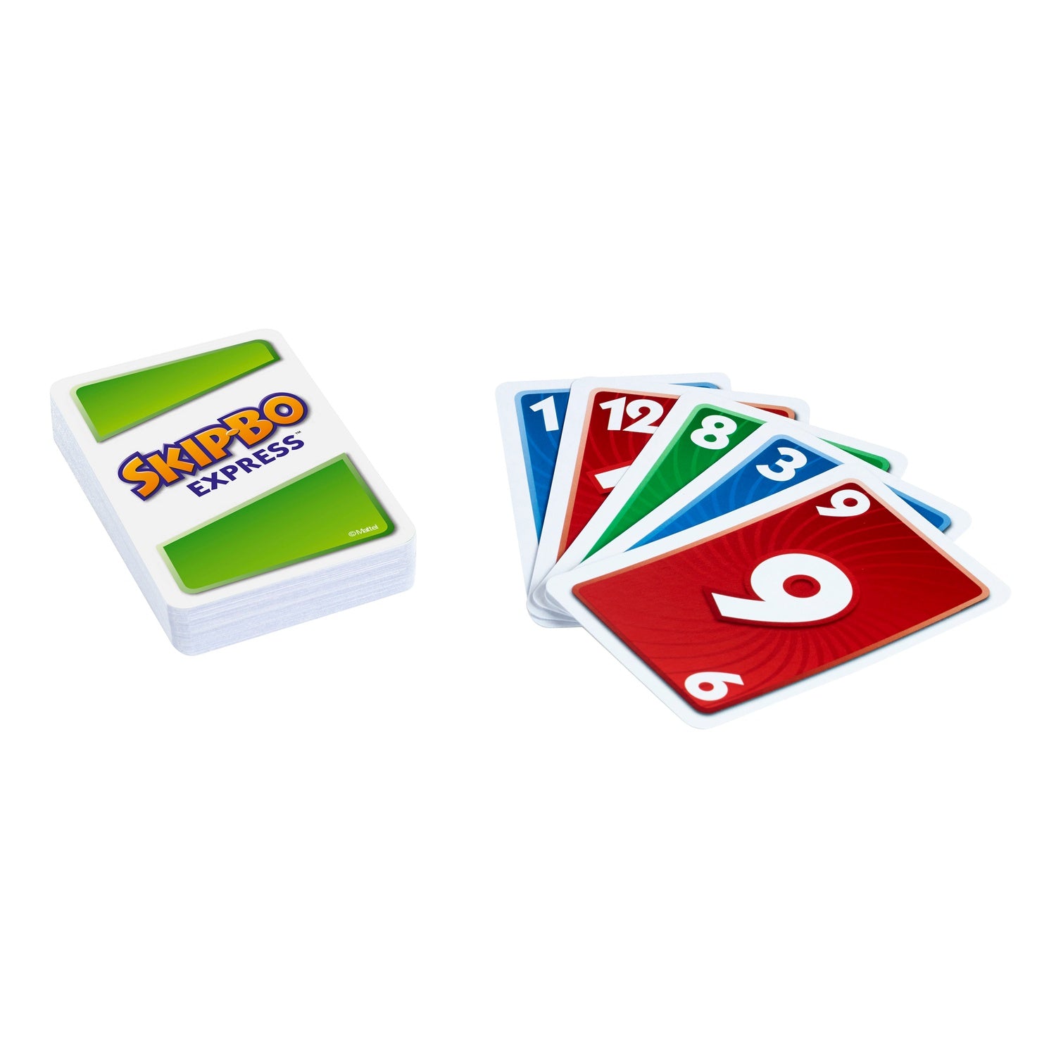 Skip-Bo Express kortspel, snabbt tempo, 2 spelare, 7+ år