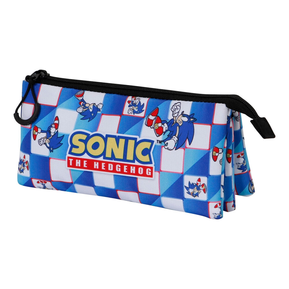 Sonic Blue Triple Pennfodral för skolmaterial
