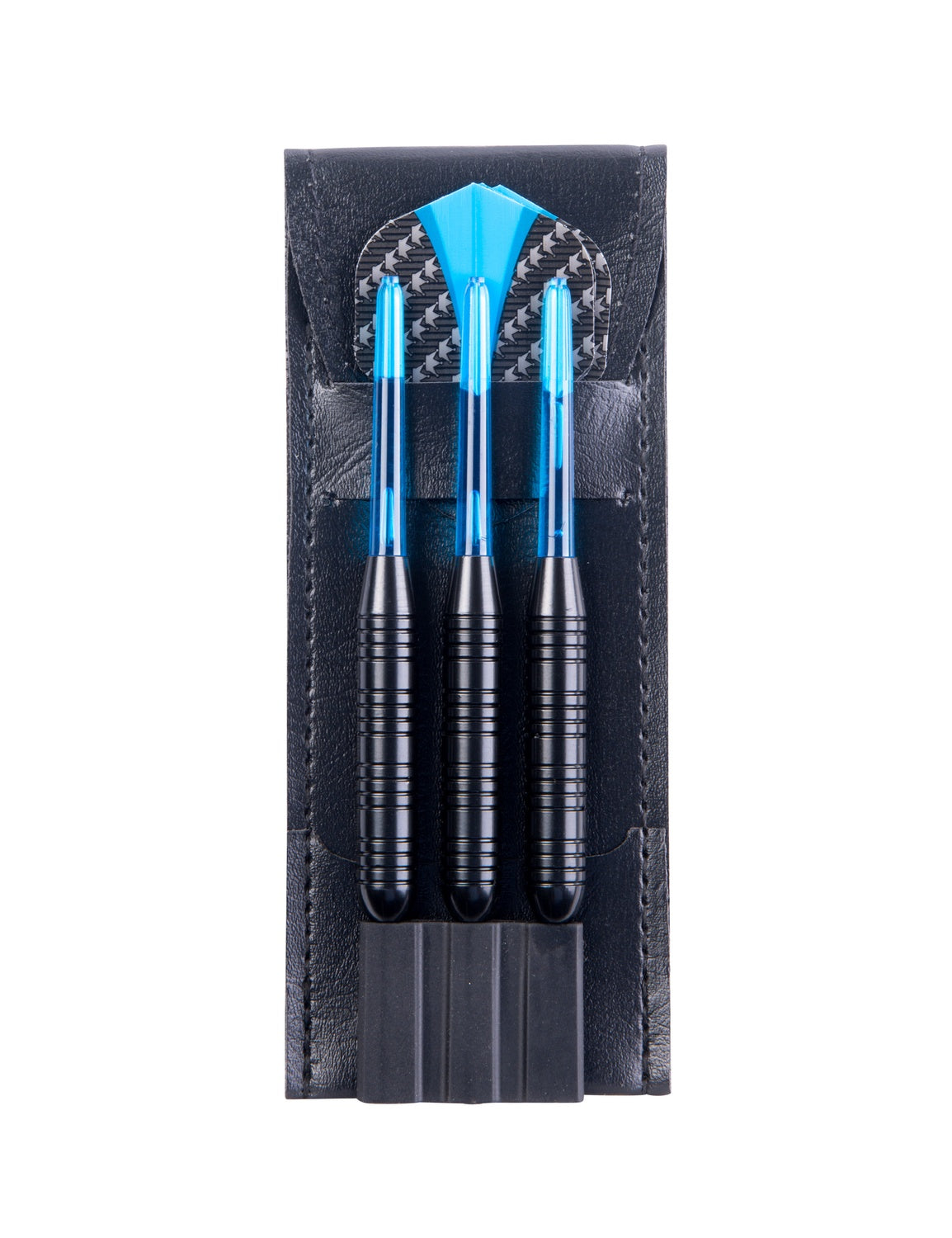 Steeltip Darts 23g, svart pipa, blå skaft och flights