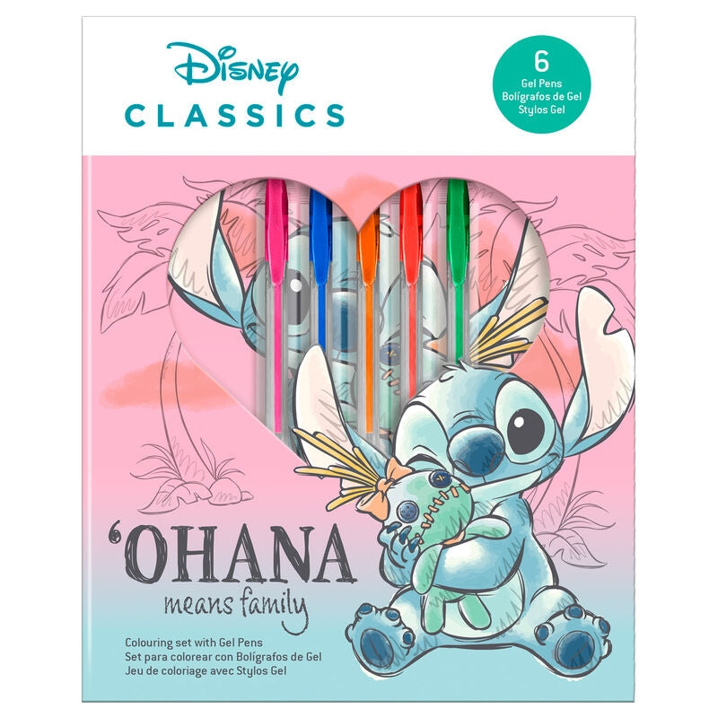 Stitch Activity Notebook med 6 Gel Pens Set