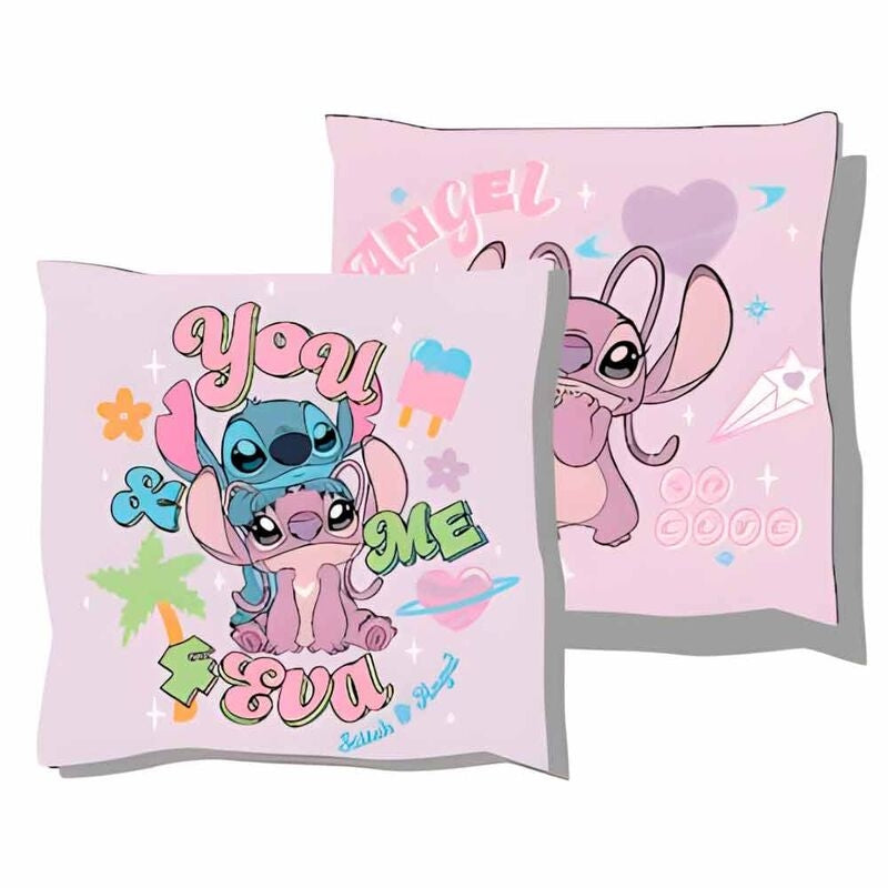 Stitch & Angel Cushion - Mjuk plysch, 18x18 tum