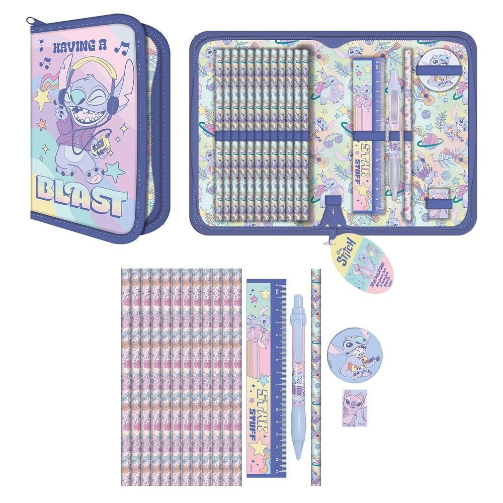 Stitch Pennfodral med dragkedja, slitstarkt material, stor kapacitet