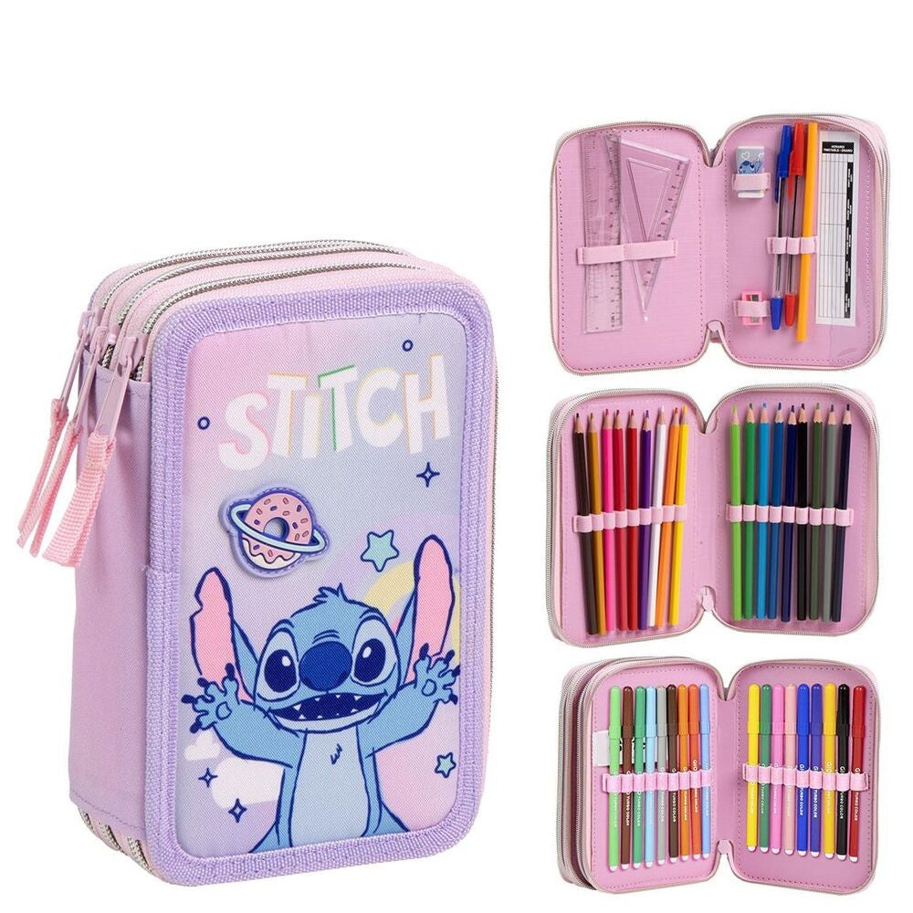 Stitch Triple Pennfodral med dragkedja och stor kapacitet