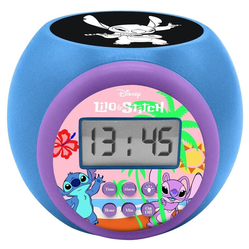Stitch projektorväckarklocka med nattljus och ljudfunktioner