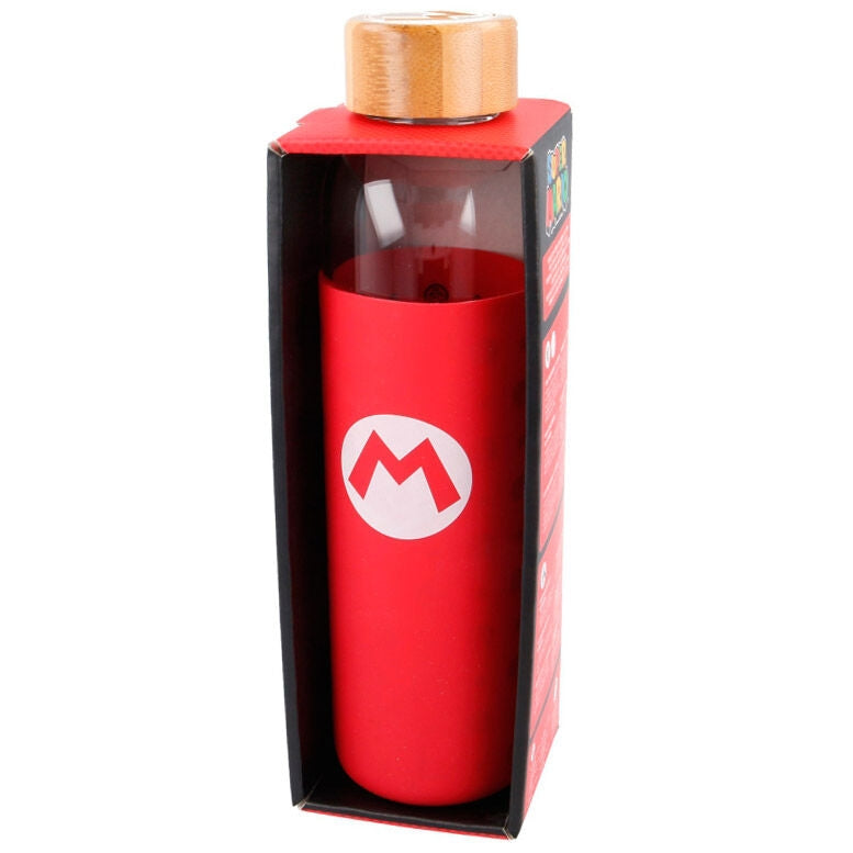 Super Mario Bros silikontäckande glasflaska, 585 ml kapacitet