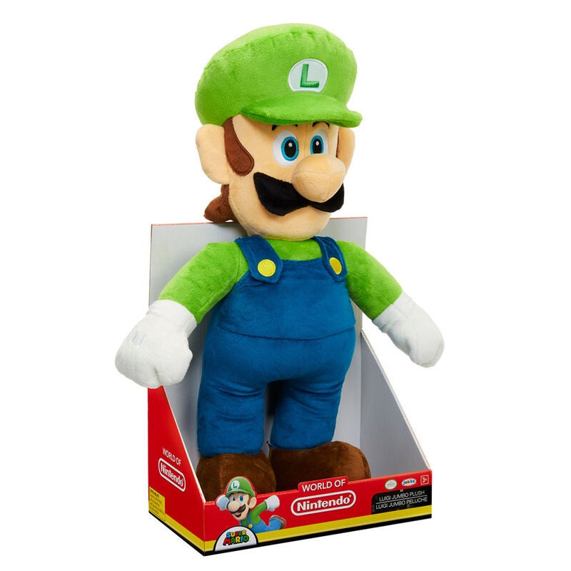 Super Mario Luigi Jumbo plyschleksak 50 cm, mjuk och gosig