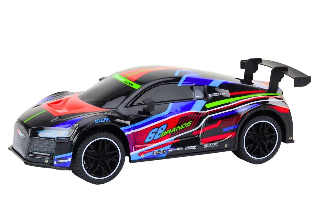 1:10 RC sportsvogn, 25 km/t, LED-lys, sort