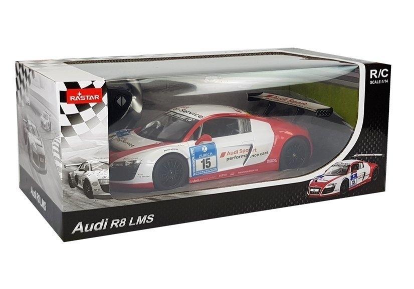 1:14 Audi R8 LMS R/C bil - Hvid-rød, lys, realistisk detalje