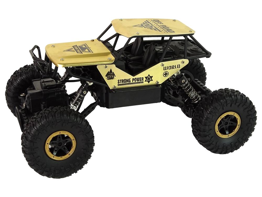 1:18 RC High Wheels Off-Road Car - Sort &amp; Guld