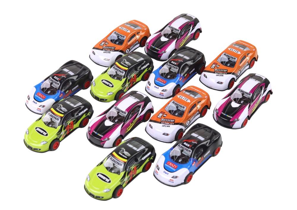 1:55 Friction Drive Sports Cars Set - 12 färgglada delar