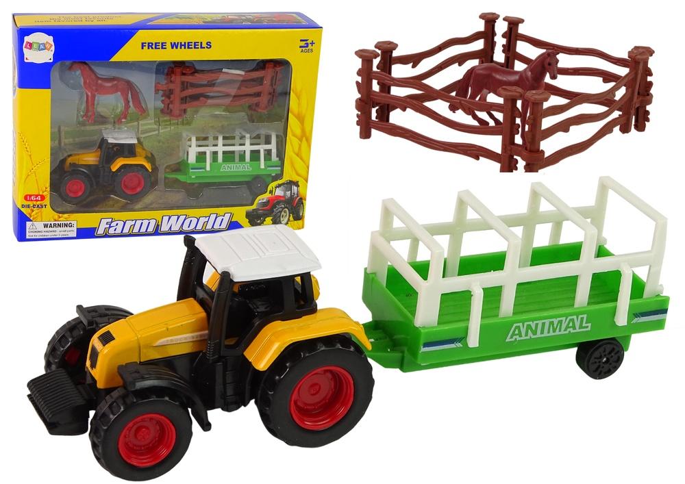 1:64 Farm Set - Sjovt med traktor, trailer, hest og hegn!