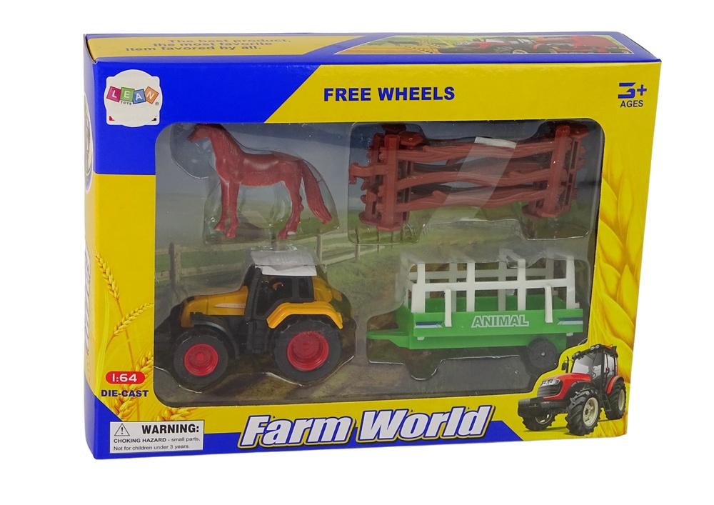 1:64 Farm Set - Kul med traktor, släp, häst och staket!