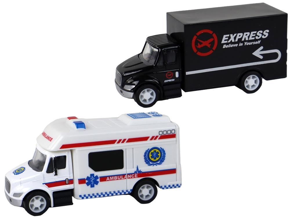 1:87 Friction Drive Set: Campervan, Lastbil, Ambulance, Is