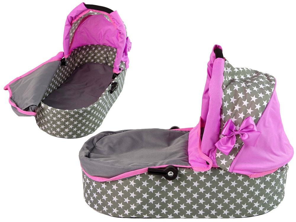 2-i-1 Baby Doll Barnvagn med Bär & Bag - Pink Stars