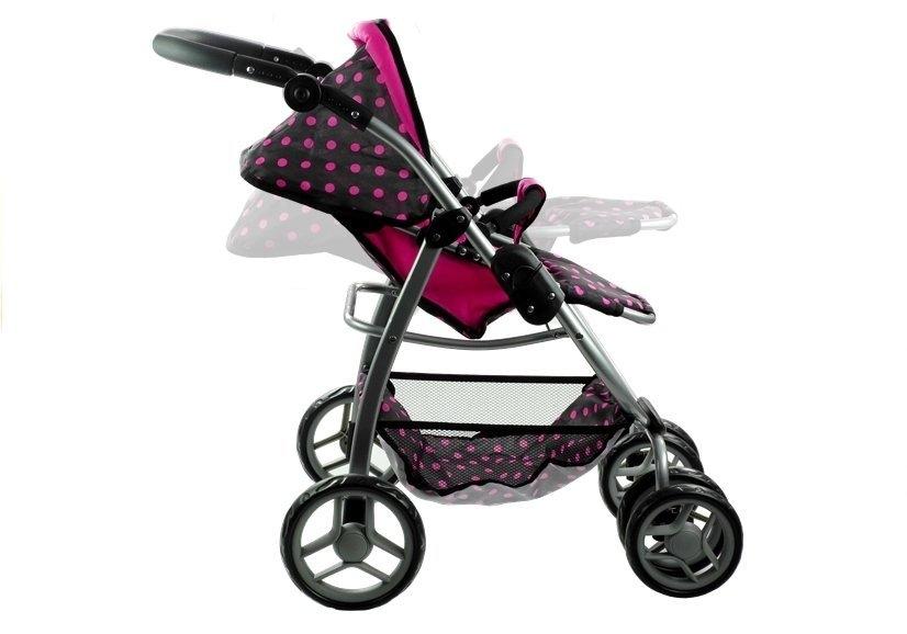 2in1 Doll Boggi & Barnvagn - Svart med rosa prickar Kul!