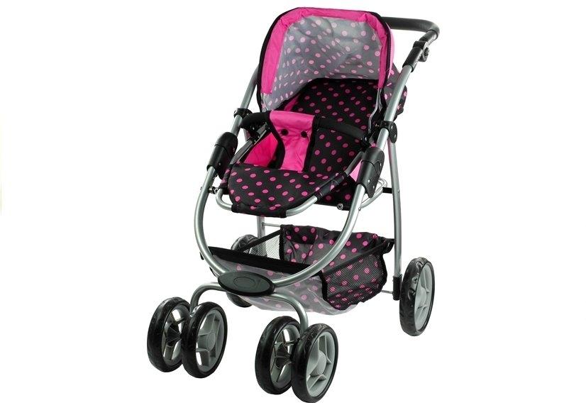 2in1 Doll Boggi & Barnvagn - Svart med rosa prickar Kul!