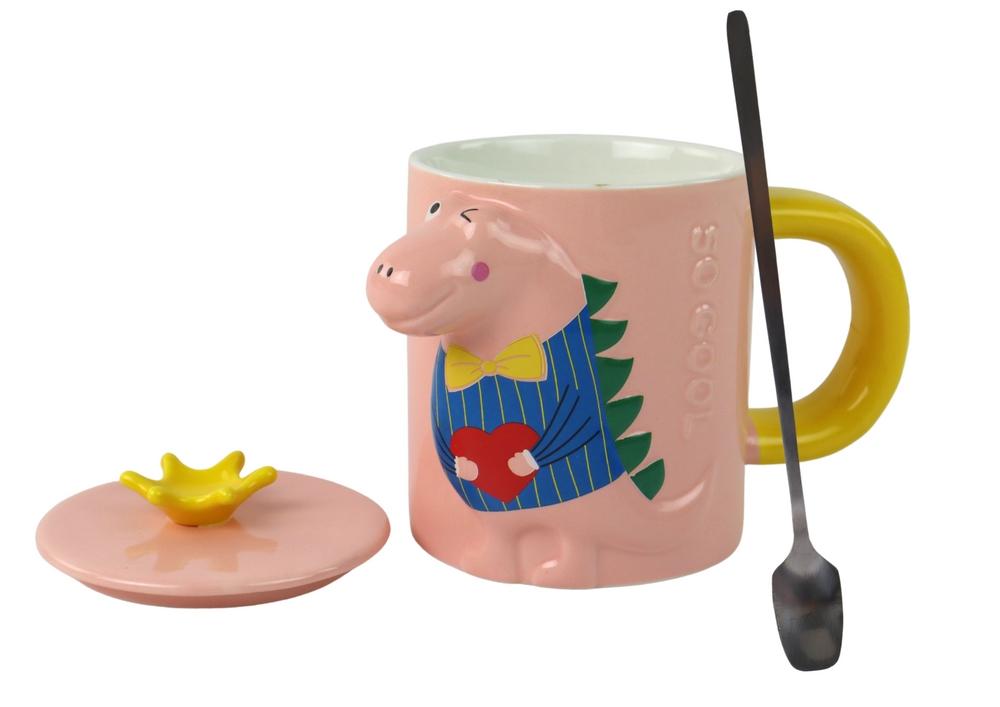 3D Rosa Dinosaur Infuser Mugg med lock & sked - 400ml