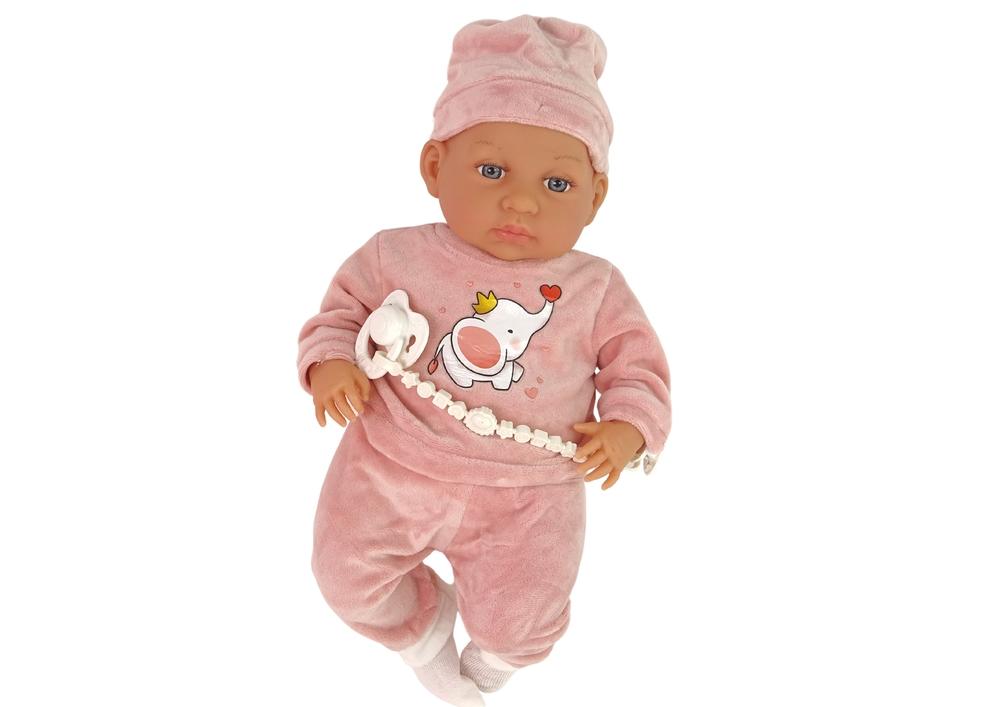 46 cm babydukke med pink sut &amp; elefantoutfit