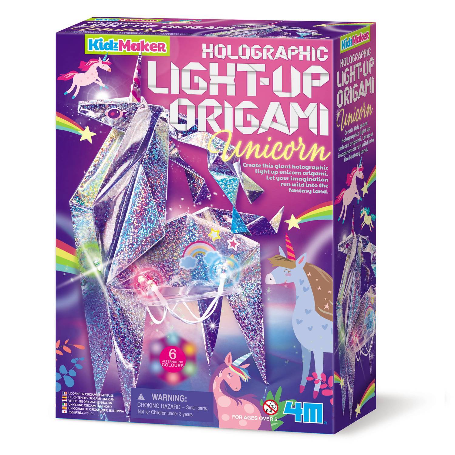 4M Kidzmaker DIY Set Holographic Light Up Origami Unicorn