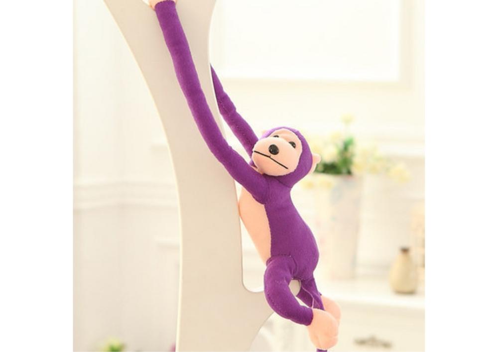 60 cm Purple Plush Monkey Mascot med lyd og velcrohænder