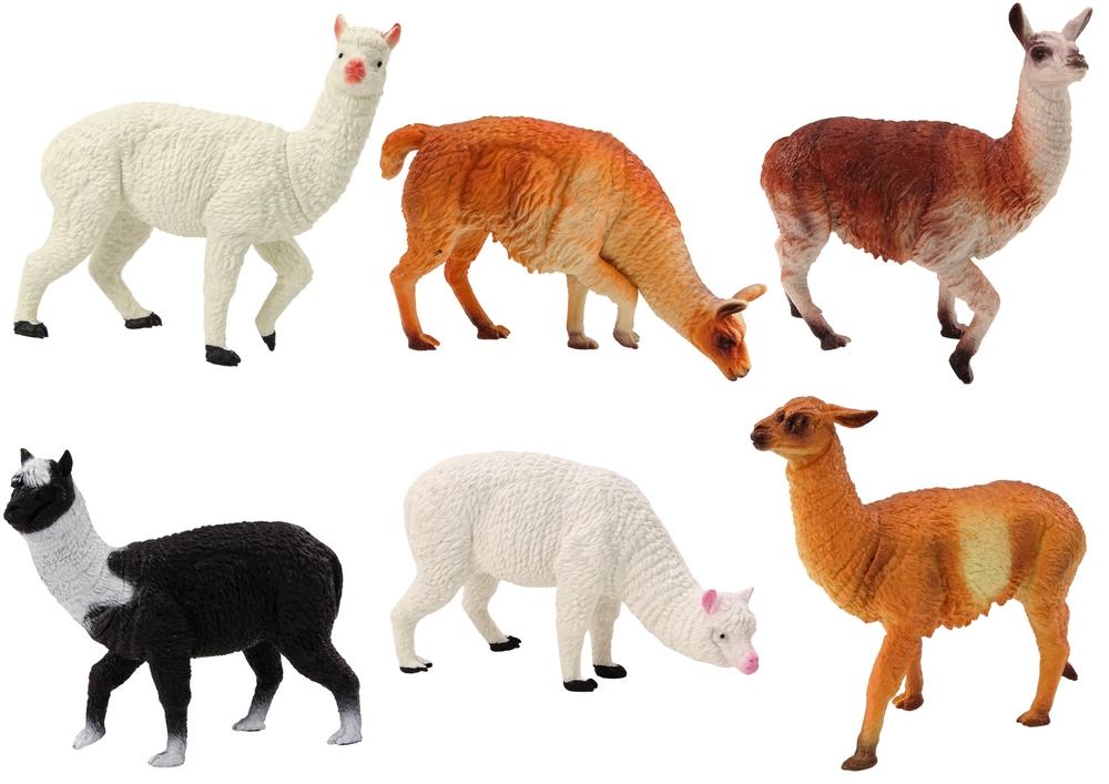 6-delad Alpaca Lama Figurine Set: Realistiskt och färgglatt roligt