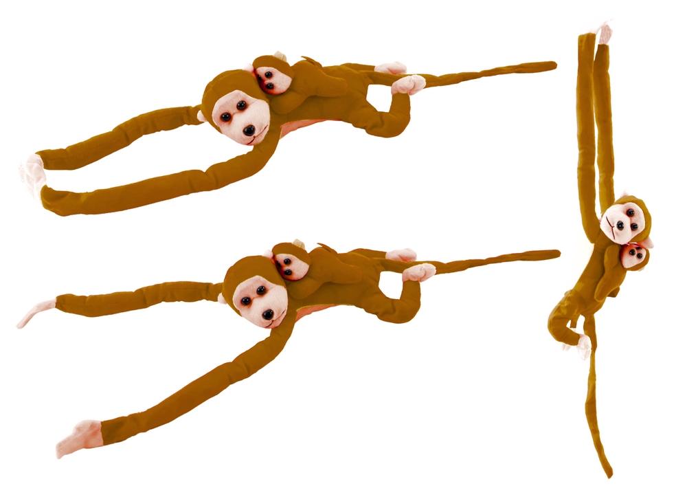 70 cm Plys Monkey &amp; Baby: Blødt, velcro, CE-certificeret legetøj