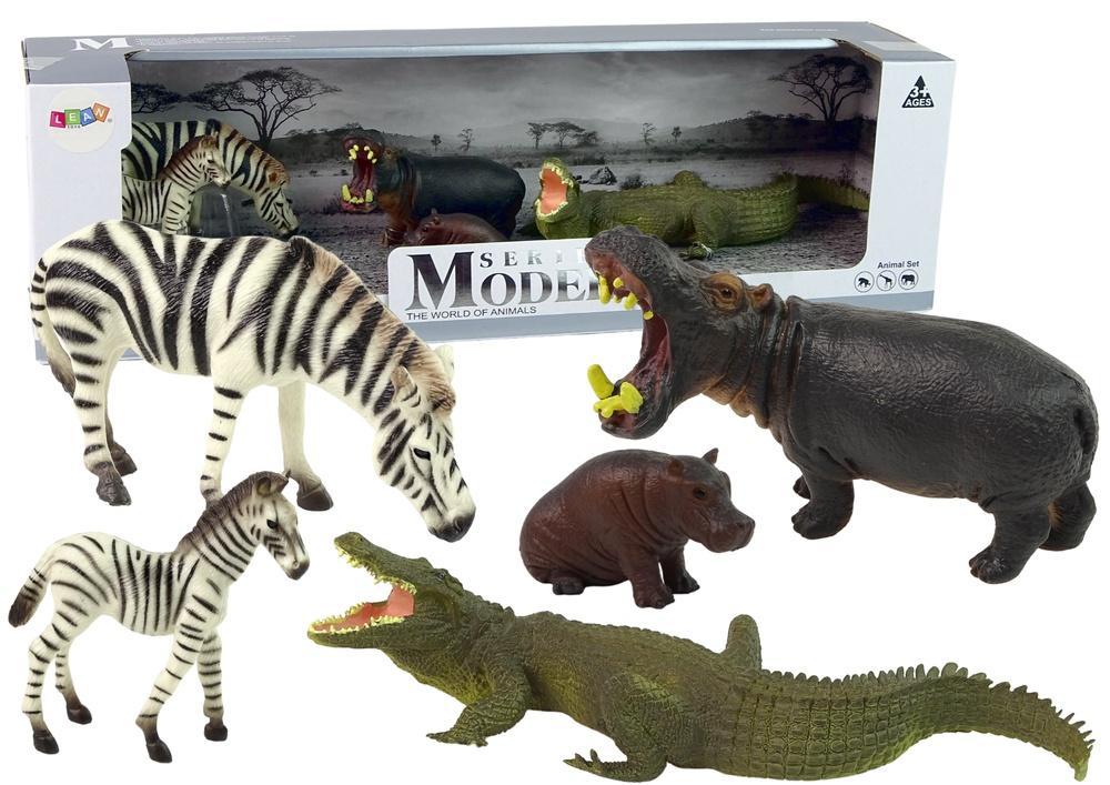 African Safari Hippo & Zebra Figurine Set - Detaljerad och hållbar